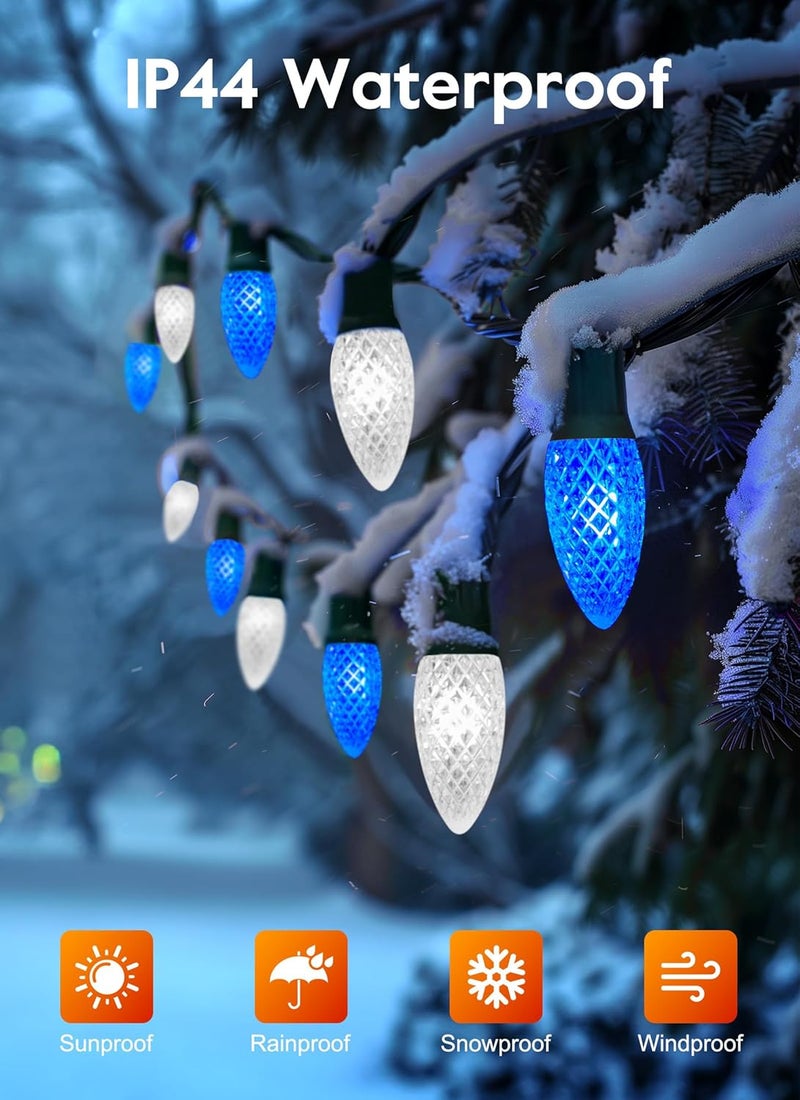 Brightown Outdoor Christmas Lights  100 Ft LED String Lights with Blue  White Strawberry C9 Bulbs Waterproof Connectable UL Certified for IndoorOutdoor Use - Image 3