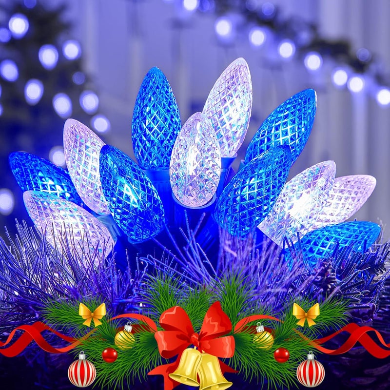 Brightown Outdoor Christmas Lights  100 Ft LED String Lights with Blue  White Strawberry C9 Bulbs Waterproof Connectable UL Certified for IndoorOutdoor Use - Image 1