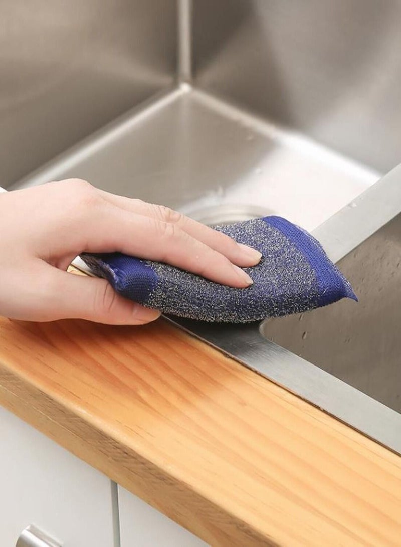 Morlife Metallic Scrub Sponge Scouring pad Heavy Duty Classic Scouring Pad Great For The Kitchen - Garage - Outdoors General Purpose Cleaning Food Safe Non-Rusting 4Units/Pack 12.5*9*1.7CM  - Image 3