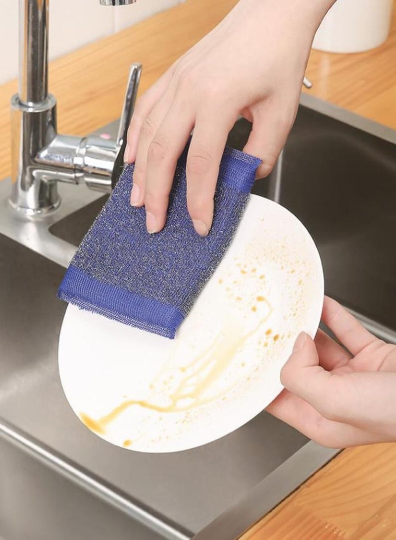 Morlife Metallic Scrub Sponge Scouring pad Heavy Duty Classic Scouring Pad Great For The Kitchen - Garage - Outdoors General Purpose Cleaning Food Safe Non-Rusting 4Units/Pack 12.5*9*1.7CM  - Image 1