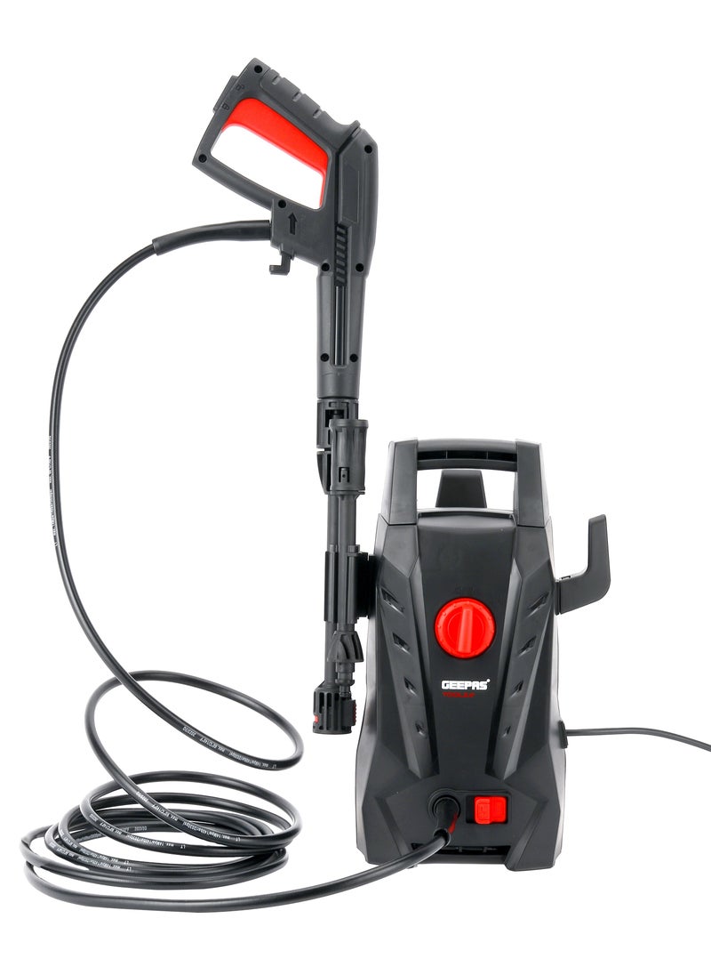 GEEPAS - Geepas 110 bar High Pressure Washer| Carbon Brush Motor 1400 W 6.5 L/min Maximum Flow| Includes Spray Gun with Adjustable Nozzle, 5 M  Cord and Hose| Removing All Type Dust Mud Dirt | GPW1411EL-240 - Image 1
