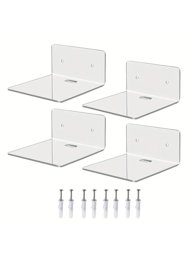 4pcs Transparent Acrylic Floating Wall Shelves No Assembly Required Modern Decor - Image 1