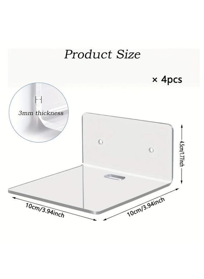 4pcs Transparent Acrylic Floating Wall Shelves No Assembly Required Modern Decor - Image 3
