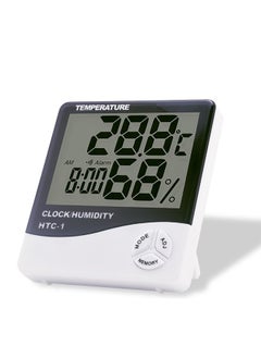 Generic Household Digital Room Indoor Thermometers Hygrometer, Mini Humidity Meter,Hygrometer Room Temperature Monitor for Home/Office/Baby Room/Greenhouse,Desktop Clock with Temperature Measurement,White/Black  - Image 1