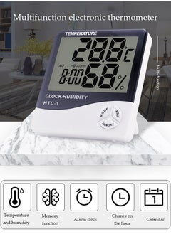 Generic Household Digital Room Indoor Thermometers Hygrometer, Mini Humidity Meter,Hygrometer Room Temperature Monitor for Home/Office/Baby Room/Greenhouse,Desktop Clock with Temperature Measurement,White/Black  - Image 4