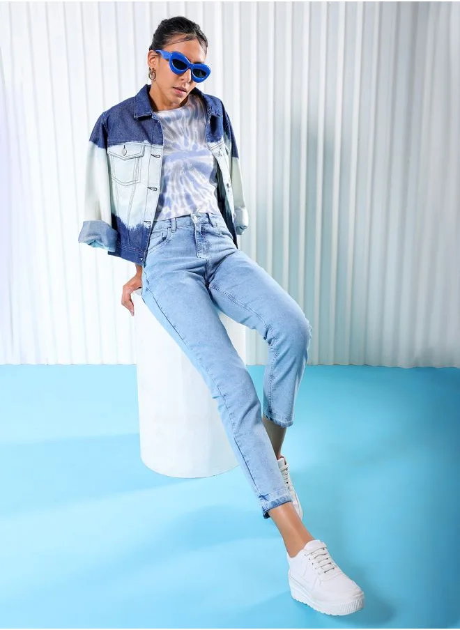 Freehand Women Straight Fit Solid High-Rise Jeans