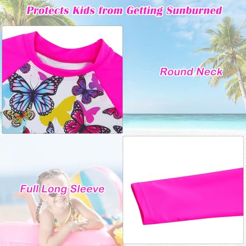 TUONROAD Girls Rash Guard 2-Piece Swimsuit Set Teens 5 6 Yrs Old Butterflies Printed O Neck Long Sleeve Bikini with UPF 50+ Sun Protection for Pool Party - Image 3