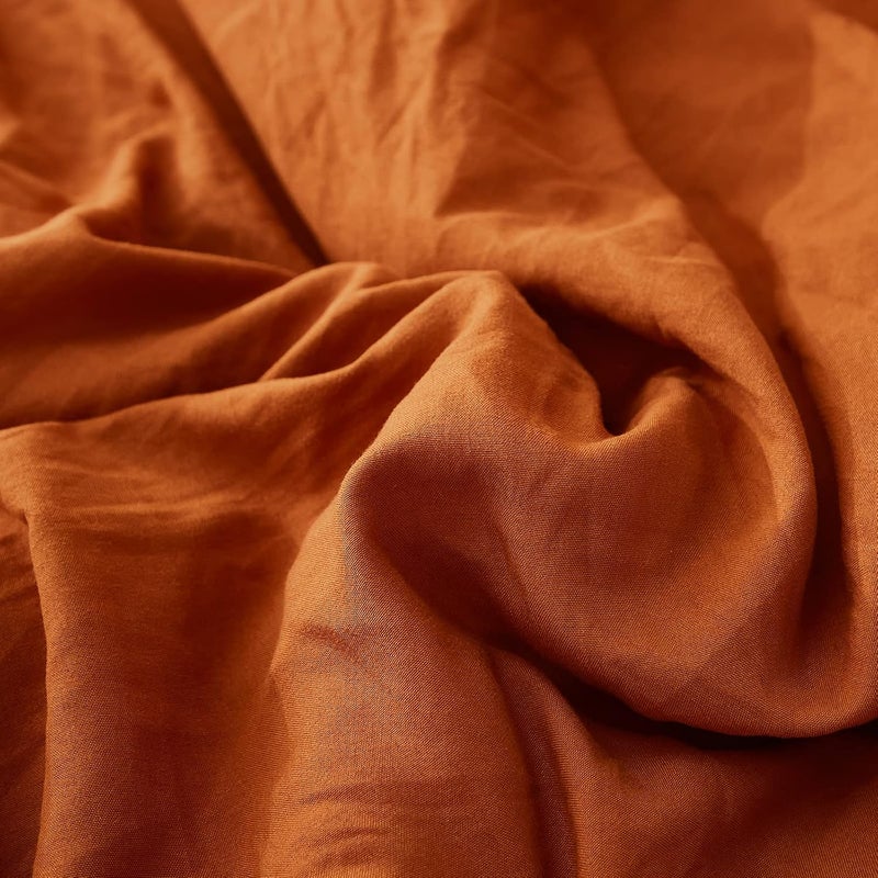 Merryword Burnt Orange Pillowcases Cute Pillow Cover Rust Ruffle Queen Set of 2 Shabby Chic Caramel Pillowcases 2 Pack (Queen (20''x30''), Caramel) - Image 5