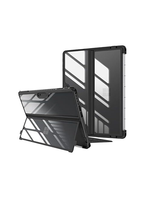 Hard Case for 13 Inch Microsoft Surface Pro 9 / Pro 9 5G (2022 Release) - Shockproof Folio Protective Rugged Cover Compatible with Type Cover Keyboard + Original Kickstand (Black)