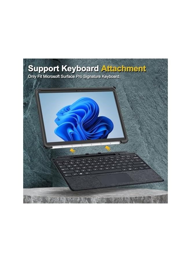 erorex - Hard Case for 13 Inch Microsoft Surface Pro 9 / Pro 9 5G (2022 Release) - Shockproof Folio Protective Rugged Cover Compatible with Type Cover Keyboard + Original Kickstand (Black) - Image 1