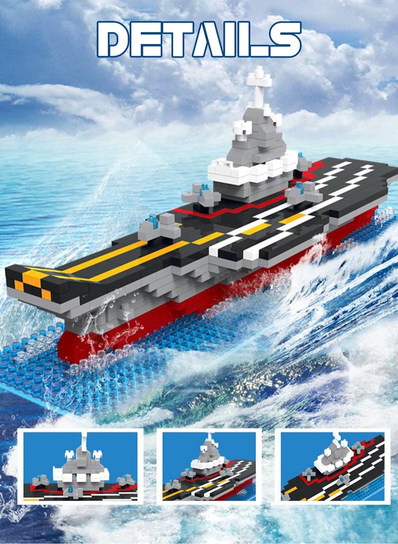 LOOPITYS 528 PCS children's aircraft carrier building block sets  military warship model sets, children's and adult building toys, STEM education DIY game sets, home ornaments, holiday gifts - Image 4