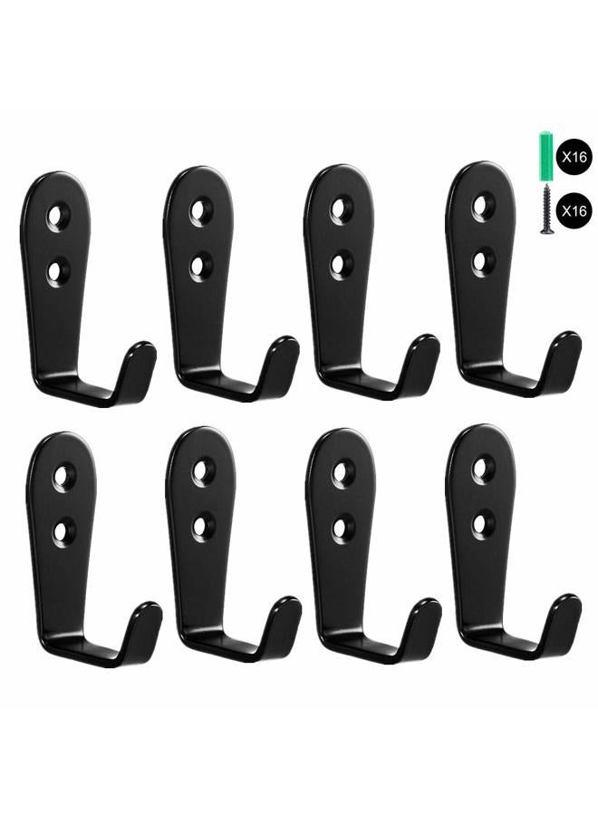 Flyisland Rustic Wall Hooks 5 Packs, Vintage Wire Hooks Robe Hooks Wall Mounted Double Coat Hanger for The Entryway, Bathroom, Bedroom, Kitchen, Mudroom, Garage (Black L Coat Hook x 8) - Image 1