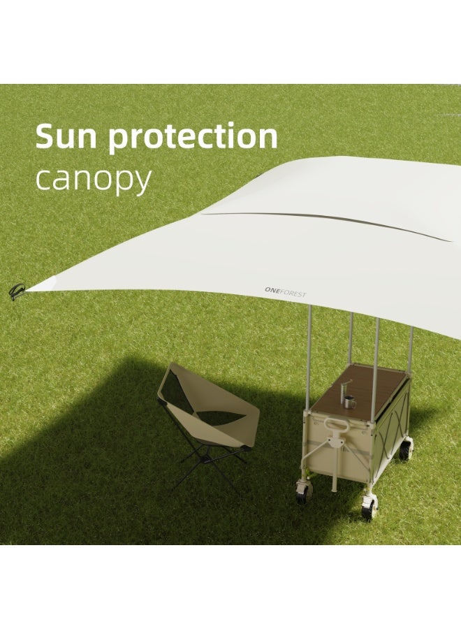 Generic Heavy-Duty All-Terrain Folding Beach Wagon with Removable UV Canopy, Convertible Wooden Tabletop, and 360° Swivel Wheels – Multipurpose Utility Cart for Beach, Picnic, Camping & Outdoor  - Image 4