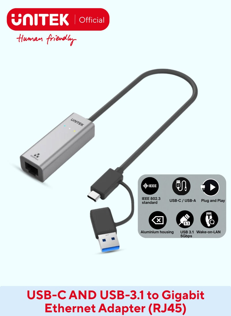 UNITEK محول USB-C و USB-3.1 إلى إيثرنت جيجابت  - Image 1