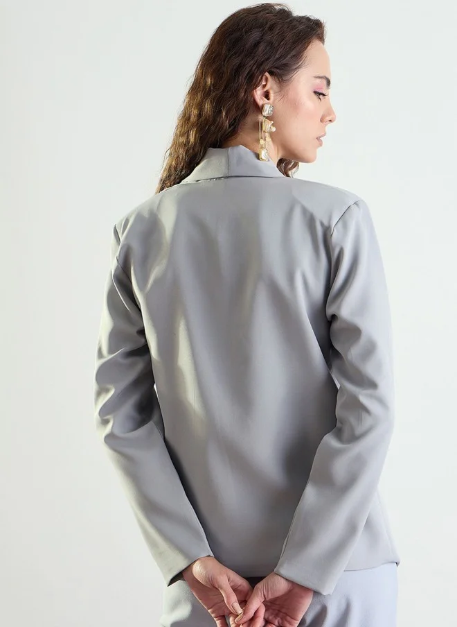 SASSAFRAS Grey Shawl Collar Blazer for Women