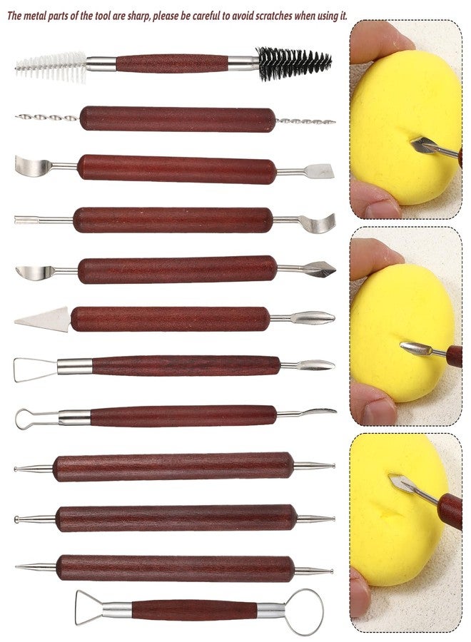 Exclaith 42 Pcs Pottery Tools Pottery Sculpting Tool, Potterys Kit, Clay Sculpting Tools, Ceramics Tool Set with Carrying Case Bag and Apron, for Potterys Wheel, DIY Arts and Crafts - Image 3