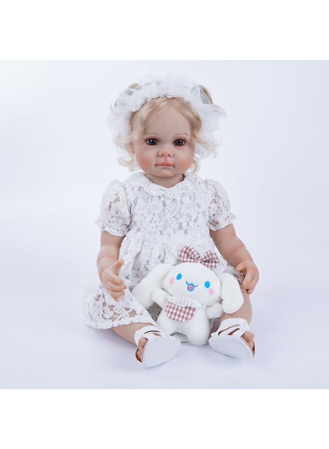 Maggi 22-inch Plastic-Bodied Simulated Doll, Exquisite 3D Painting, Reborn Doll, Baby Companion, Lifelike Newborn Doll Toy Set - Image 2