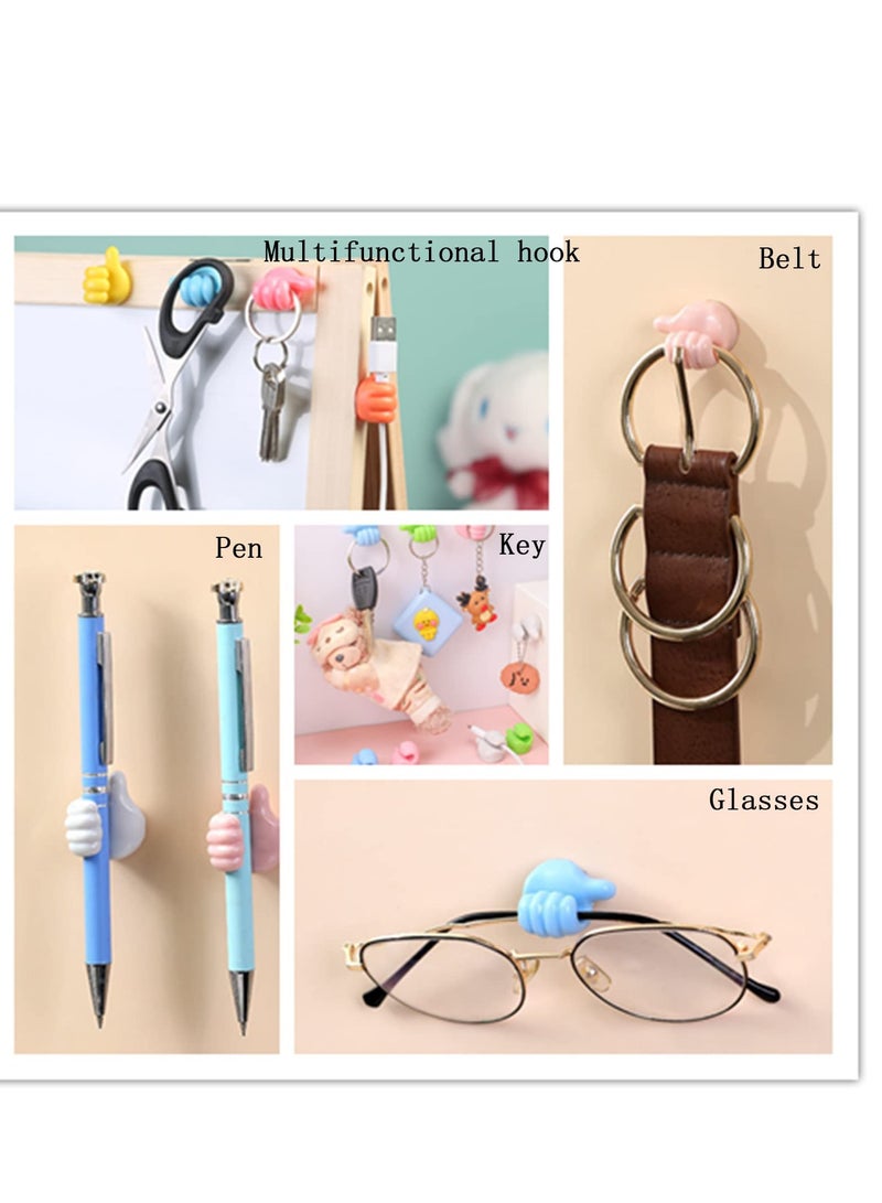 SOLARAE Thumb Wall Hooks for Hanging, 12 Pcs Creative Silicone Self Adhesive Thumb Cable Organizer Clips, Multifunction Nails-Free Finger Adhesive Hooks for Kitchen Living Room Bedroom - Image 4