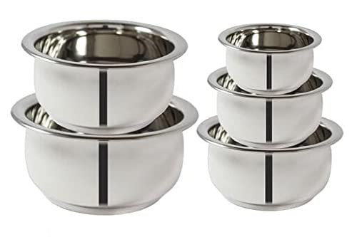 Nirvika Stainless Steel Handi Handi Set Without lid Kitchen Serving Cookware Cooking Bowl Handi Set 5Pieces 400ml 700ml 1200ml 1700 ml 2500 ml - Image 2