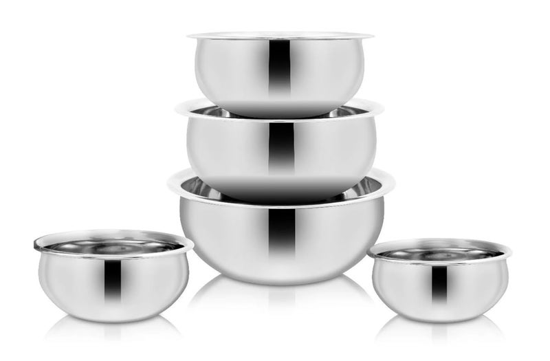 Nirvika Stainless Steel Handi Handi Set Without lid Kitchen Serving Cookware Cooking Bowl Handi Set 5Pieces 400ml 700ml 1200ml 1700 ml 2500 ml - Image 4