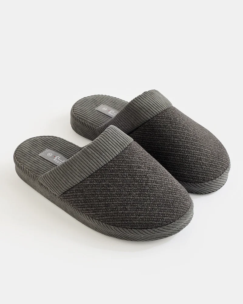 REDTAG Men Charcoal Textured Slippers