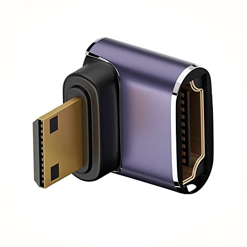 xiwai 8K 60hz HDTV Mini HDMI 90 Degree Extender Gold Converter, Up Angled Mini HDMI Male to Female HDMI 2.1 UHD Extension Adapter - Image 1