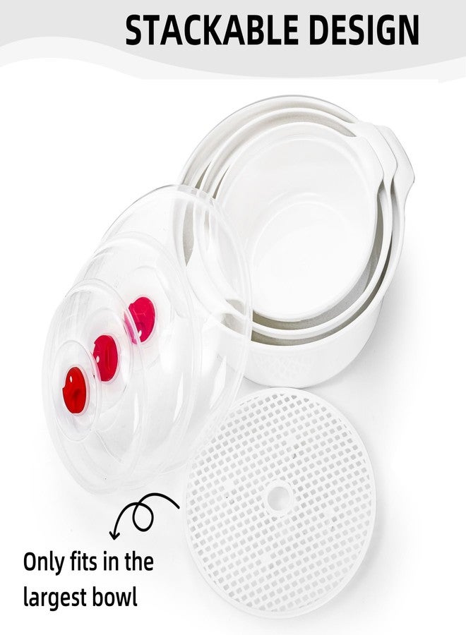 WRINGKIT 3 Pack Microwave Bowls with Lid, BPA-free Ramen Cooker Soup Containers with Steamer, Mixing Serving Bowls Food Storage Cookware for Kitchen, Office, College Dorm - Image 3