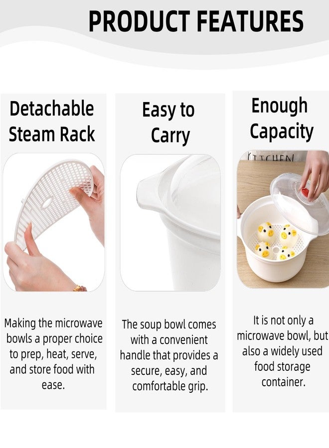 WRINGKIT 3 Pack Microwave Bowls with Lid, BPA-free Ramen Cooker Soup Containers with Steamer, Mixing Serving Bowls Food Storage Cookware for Kitchen, Office, College Dorm - Image 5
