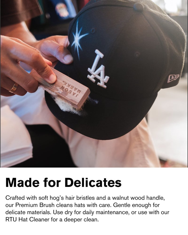 Jason Markk Hat Cleaner Care Kit, 2-Piece Set, Ready-To-Use Foam Hat Cleaner & Delicates Brush, Ideal for Cap and Headwear Cleaning, Safe for Cotton, Wool, Felt, Corduroy, Polyester, 4oz - Image 5