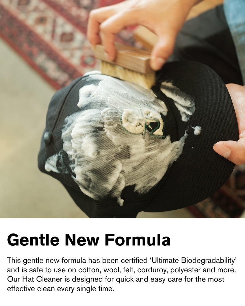 Jason Markk Hat Cleaner Care Kit, 2-Piece Set, Ready-To-Use Foam Hat Cleaner & Delicates Brush, Ideal for Cap and Headwear Cleaning, Safe for Cotton, Wool, Felt, Corduroy, Polyester, 4oz - Image 3