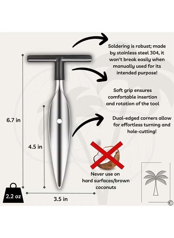 Generic Coconut Opener for Fresh Green Young Coconut Water - Works With Peeled Thai Young White Coconuts - Open in Seconds Super Safe Easy and Fast  - Image 5