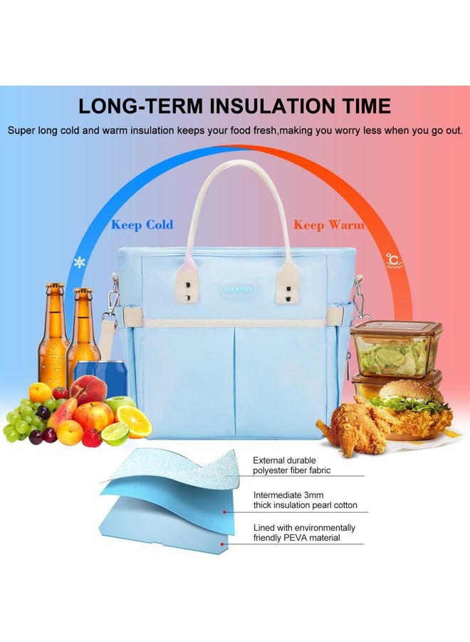 Maxtop Lunch Bag Women for Work Insulated Thermal Lunch Box with Wide-Open Pocket Reusable Leakproof Cooler Bags with Removable Shoulder Strap for Teacher Nurse Office Picnic Travel Blue - Image 3