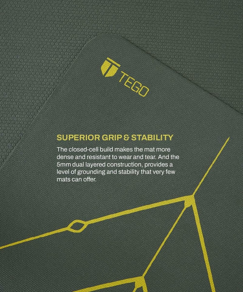 TEGO Stance Yoga Mat with GuideAlign for Posture Alignment (Olive With bag)| Reversible Design with Dual Texture Grip | 5mm Thick | Antimicrobial, Non-Slip, Sweat-Resistant | 6ft x 2ft | Yoga & Fitness Mat | Shoe-friendly Workout Mat - Image 4