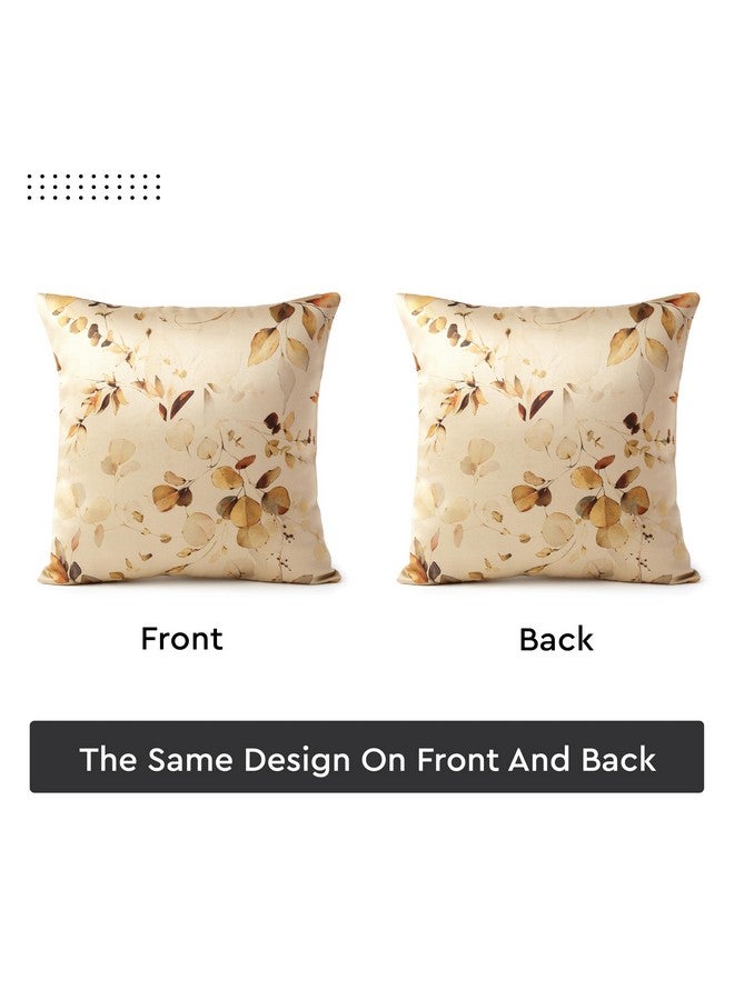 Encasa XO غطاء وسادة زخرفي من إنكاسا XO بوليستر 300 TC 20"X20" (50X50 سم) - L1 ذهبي - مطبوع بتصميم زهور، غطاء وسادة مربع كبير للكرسي، المقعد، السرير، المكتب والمنزل (مجموعة من 2) - Image 5