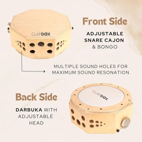 Clapbox Travel Cajembe Drum Birch Wood (H:6" W:12" L:12") - Included is a Padded Bag and Strap | With a Snare Adjusting Feature for Versatility | Most Popular Drum Circle Instrument (Travel Cajembe) - Image 3