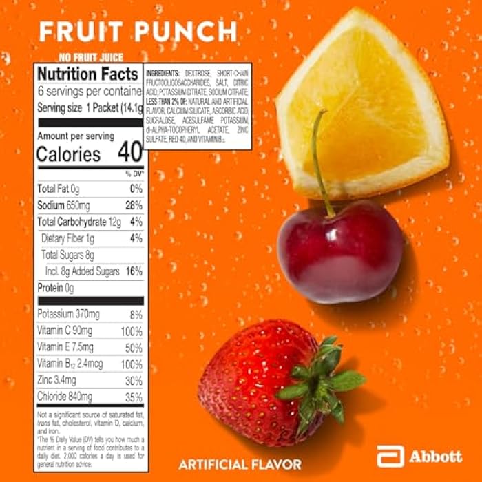 Pedialyte, Electrolyte Drink Immune Support Fruit Punch Punch Powder, 6 Count, 2.94 Ounce - Image 5