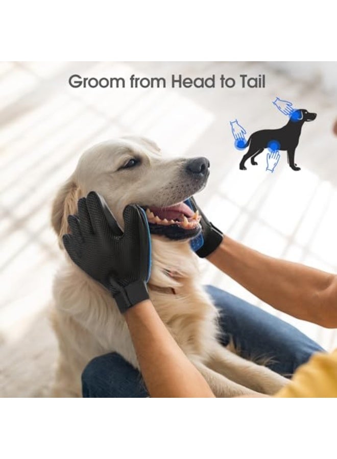 [Upgrade Version] Pet Grooming Glove - Gentle Deshedding Brush Glove - Efficient Pet Hair Remover Mitt - Enhanced Five Finger Design - Perfect for Dog & Cat with Long & Short Fur - 1 Pair (BLUE) - Image 4