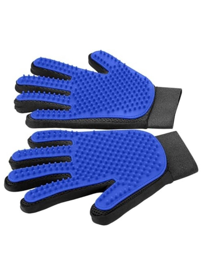 [Upgrade Version] Pet Grooming Glove - Gentle Deshedding Brush Glove - Efficient Pet Hair Remover Mitt - Enhanced Five Finger Design - Perfect for Dog & Cat with Long & Short Fur - 1 Pair (BLUE) - Image 1
