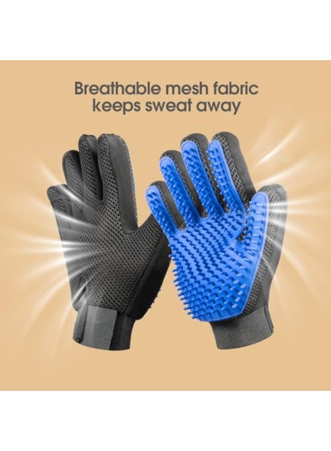 [Upgrade Version] Pet Grooming Glove - Gentle Deshedding Brush Glove - Efficient Pet Hair Remover Mitt - Enhanced Five Finger Design - Perfect for Dog & Cat with Long & Short Fur - 1 Pair (BLUE) - Image 5