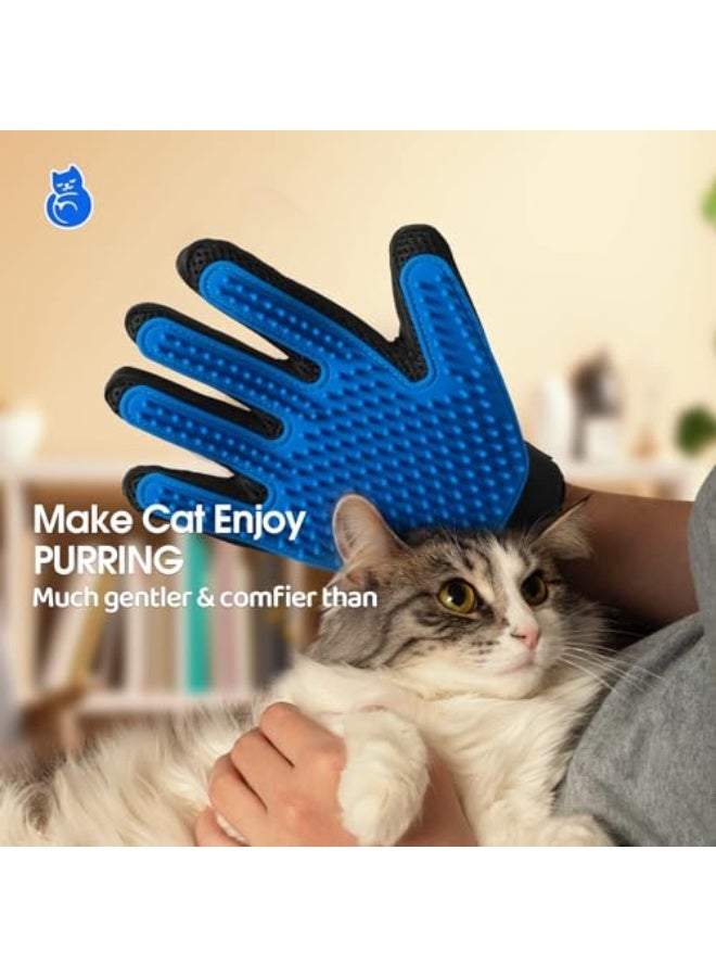 [Upgrade Version] Pet Grooming Glove - Gentle Deshedding Brush Glove - Efficient Pet Hair Remover Mitt - Enhanced Five Finger Design - Perfect for Dog & Cat with Long & Short Fur - 1 Pair (BLUE) - Image 3