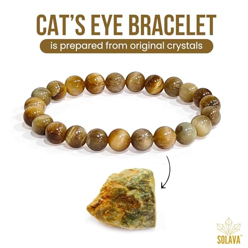 SOLAVA Original Cats Eye Bracelet for Women & Men with Lab Certificate – Spiritual Lehsunia Chrysoberyl Crystal Bracelet for Evil Eye Protection, Healing - 8mm beads - Image 4