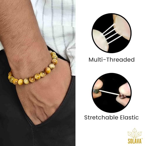 SOLAVA Original Cats Eye Bracelet for Women & Men with Lab Certificate – Spiritual Lehsunia Chrysoberyl Crystal Bracelet for Evil Eye Protection, Healing - 8mm beads - Image 5