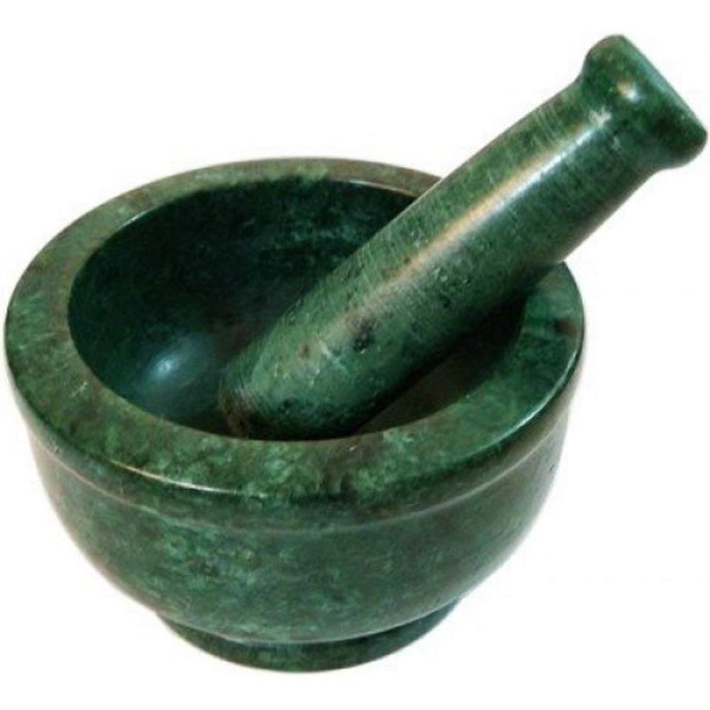 RSPTJM RJ kitchenware Store Mortar and Pestle Set kharad Masher Spice MixerOkhli and musleKharal for Kitchen 4 inches green marble okhali pestle - Image 3