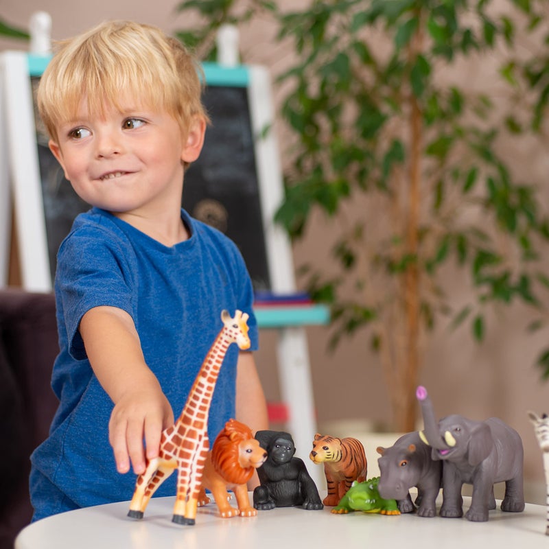 Learning Minds Set of 8 Jumbo Safari Animals Figures - Zoo Animals for Toddlers 1-3 - Jungle Animals Figures - Toy Animals for Kids Age 18 Months Plus - Animal Toys for Kids 1,2,3 Years Old - Image 2