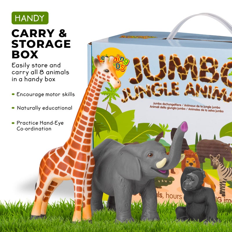 Learning Minds Set of 8 Jumbo Safari Animals Figures - Zoo Animals for Toddlers 1-3 - Jungle Animals Figures - Toy Animals for Kids Age 18 Months Plus - Animal Toys for Kids 1,2,3 Years Old - Image 3