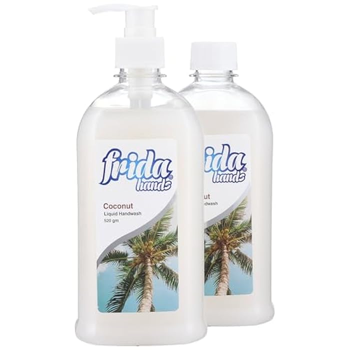 Frida Hands Coconut Liquid Hand Soap with Pump, 520 gm with Coconut Liquid Hand Soap Bottle, 520 gm - Image 1