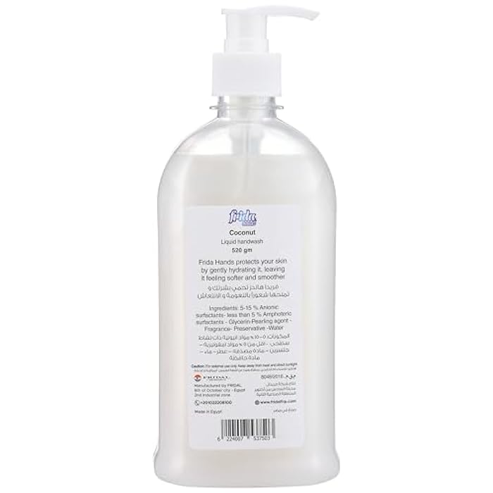 Frida Hands Coconut Liquid Hand Soap with Pump, 520 gm with Coconut Liquid Hand Soap Bottle, 520 gm - Image 4