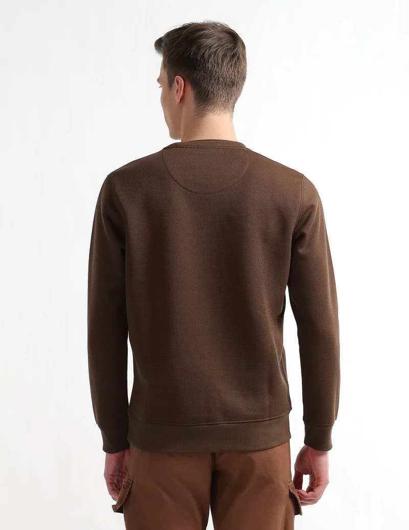 Arrow Dark Brown Textured Regular Fit Sweatshirt for Men | Best Price UAE