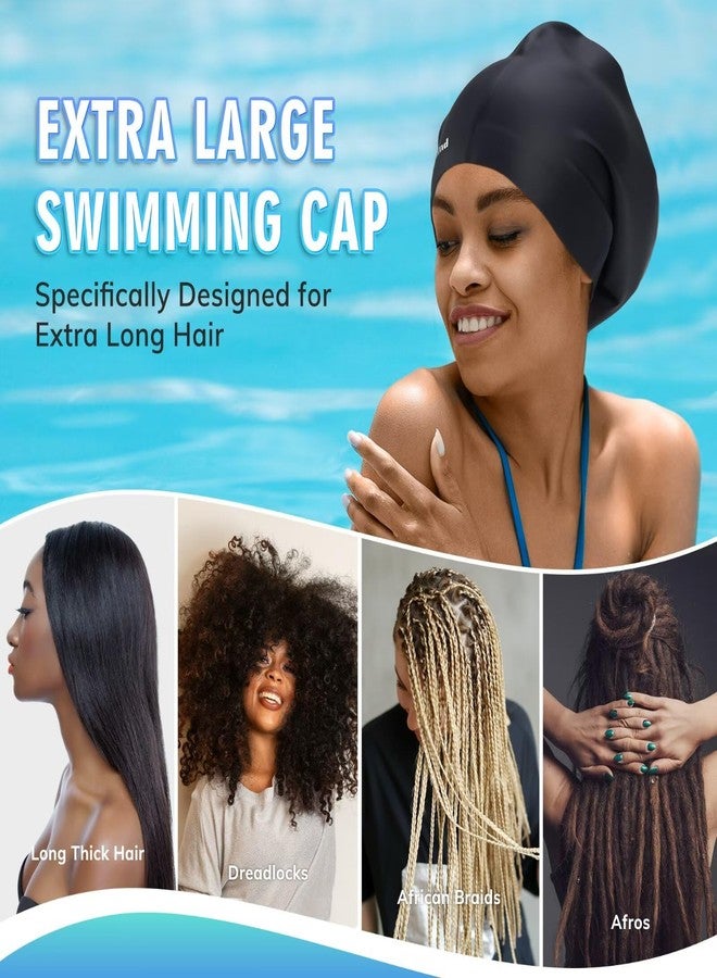 Reymand Swim Cap for Long Thick Hair, 3 Size Silicone Swimming Caps for Dreadlocks, Braids, Weaves, Extensions, Curls & Afros, Adult Waterproof Swim Hats Bathing Caps for Women Men (Black-XL) - Image 4