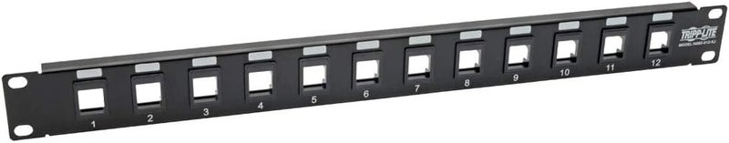 12-Port Keystone Blank Patch Panel RJ45, USB, HDMI, Cat5e / Cat6 Rackmount Unshielded 2URM (N062-012-KJ)